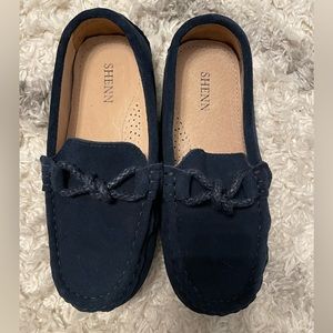 Boys Navy Blue Suede Dress Shoes Loafers Boat Shoes Size 12.5